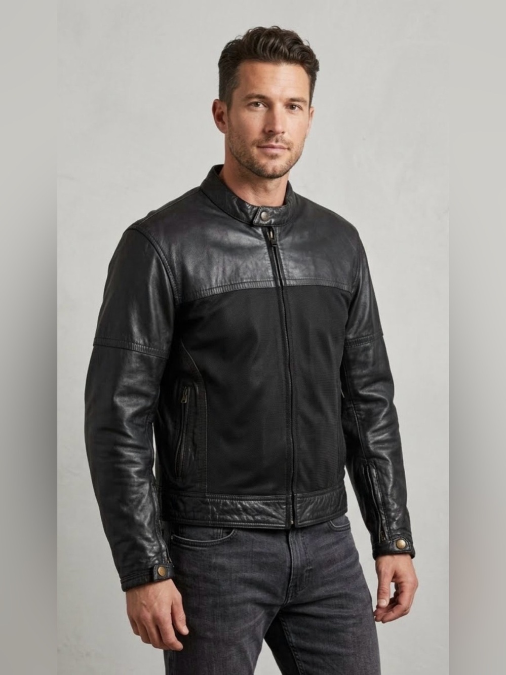 Men’s River Road Leather Motorcycle Jacket Size 42 Men’s Medium